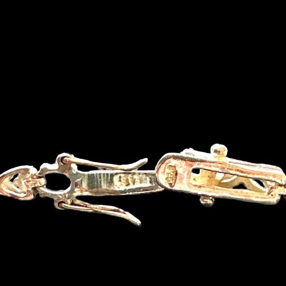 Sterling Silver .925 CZ Tennis Bracelet Blue Stone Marked Open Back - Picture 7 of 8